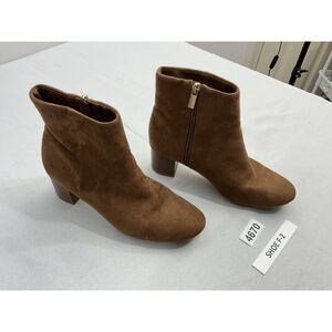 Womans Target Ankle Boots 7 Brown Side Zip Block Heel